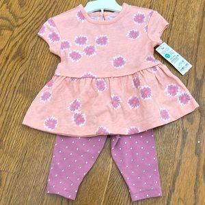 Carters baby girls outfit nwt flower tunic polka dot leggings set